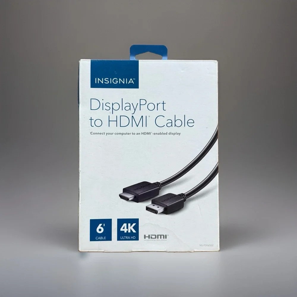 Insignia NS-PDD6502 6ft DisplayPort to HDMI Cable Black 4K Ultra HD